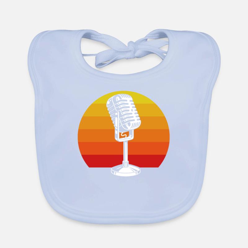 Retro Microphone Design for Music Lovers Karaoke Organic Baby Bibs