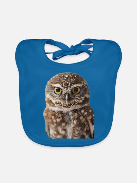 Owl - Organic Baby Bibs - peacock-blue - Front