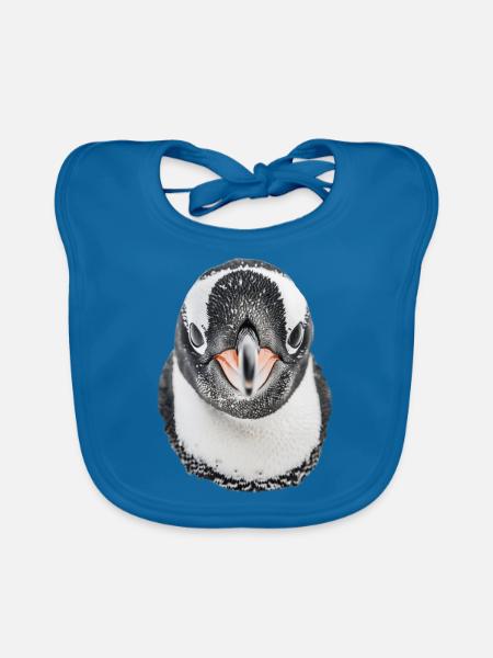 Pingouin - Bavoir bio Bébé - bleu paon - Devant