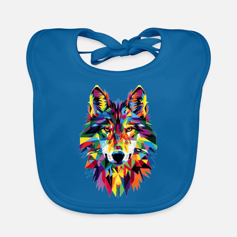 Wolf - Baby Bio-Lätzchen - Pfauenblau