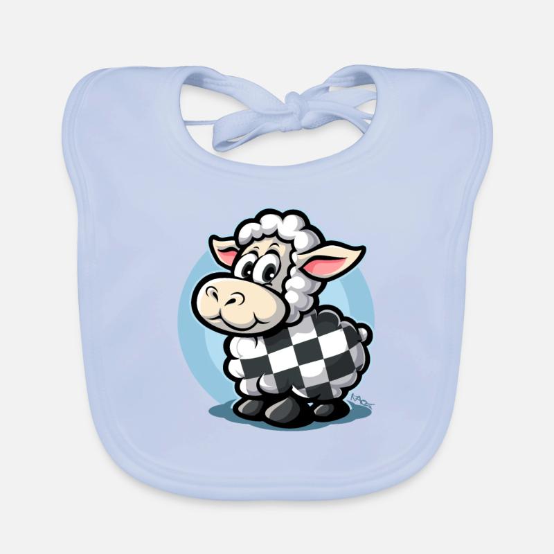 Plaid pattern with cute cartoon sheep Organic Baby Bibs