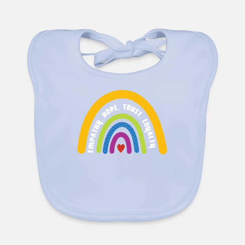 Empathy Hope Trust Loyalty Rainbow Organic Baby Bibs