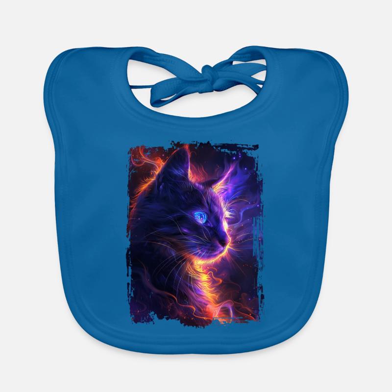 Katze - Baby Bio-Lätzchen - Pfauenblau