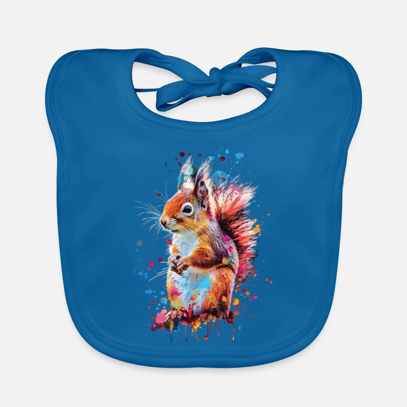 Eichhörnchen - Baby Bio-Lätzchen - Pfauenblau