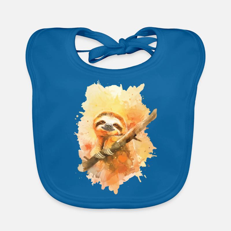 Faultier - Baby Bio-Lätzchen - Pfauenblau