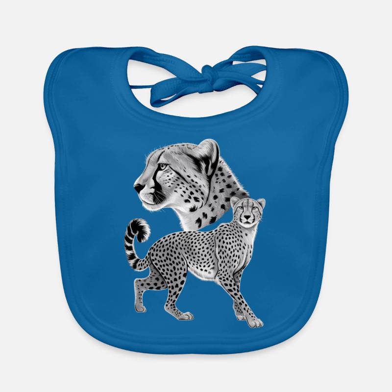 Guépard - Bavoir bio Bébé - bleu paon