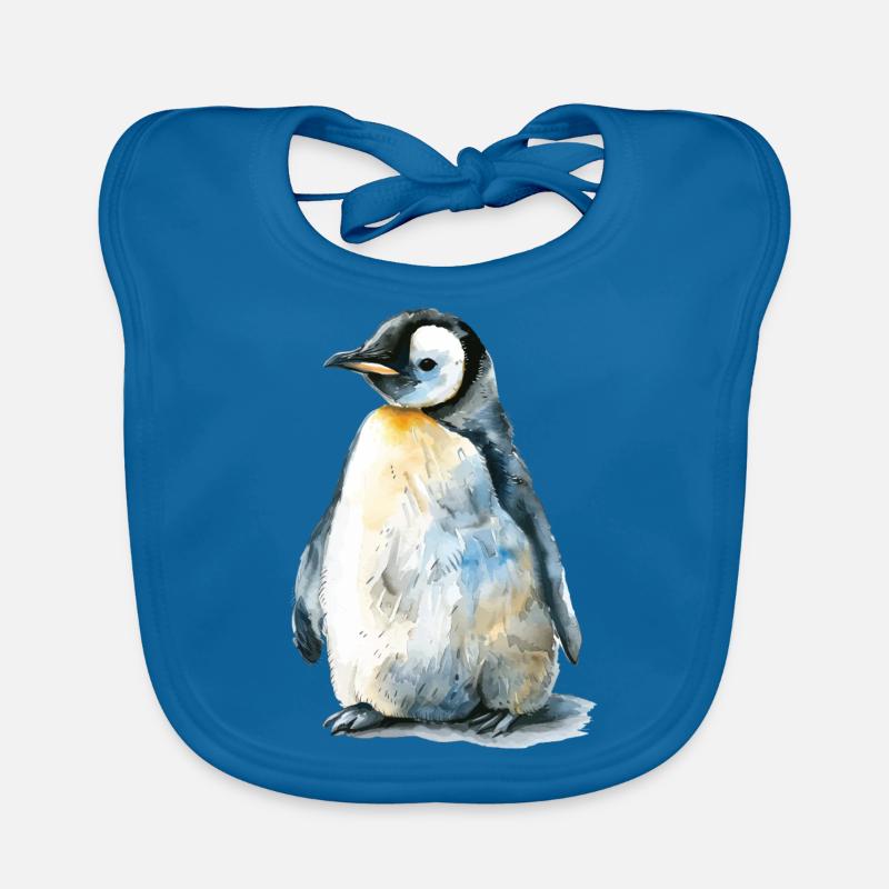 Pinguin - Baby Bio-Lätzchen - Pfauenblau