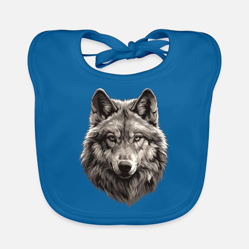 Loups Loup - Bavoir bio Bébé - bleu paon