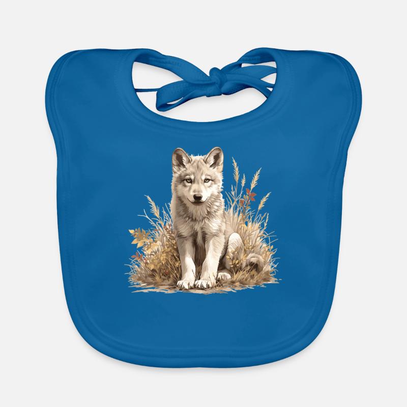 Loups Loup - Bavoir bio Bébé - bleu paon