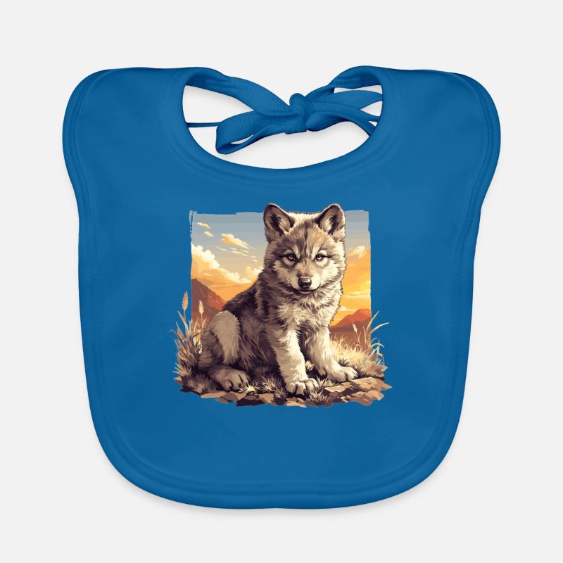 Wölfe Wolf - Baby Bio-Lätzchen - Pfauenblau
