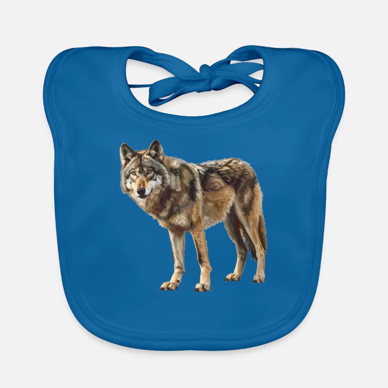Wölfe Wolf - Baby Bio-Lätzchen - Pfauenblau
