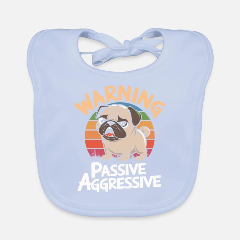 Vorsicht: Passiv Aggressiv Mops Retro Stil Baby Bio-Lätzchen