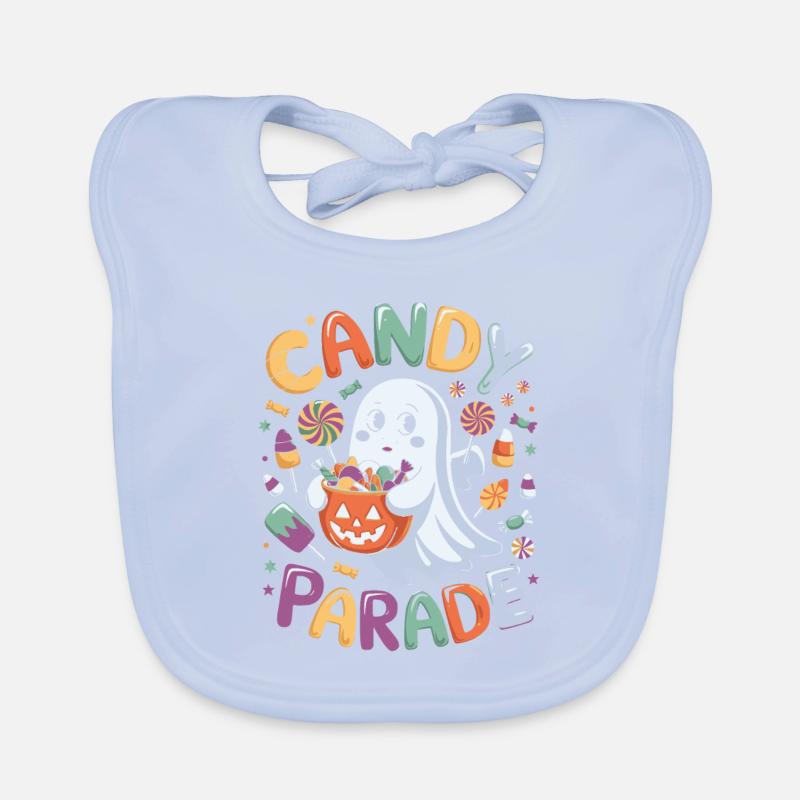 Candy Parade - Halloween Ghost with Candy Organic Baby Bibs