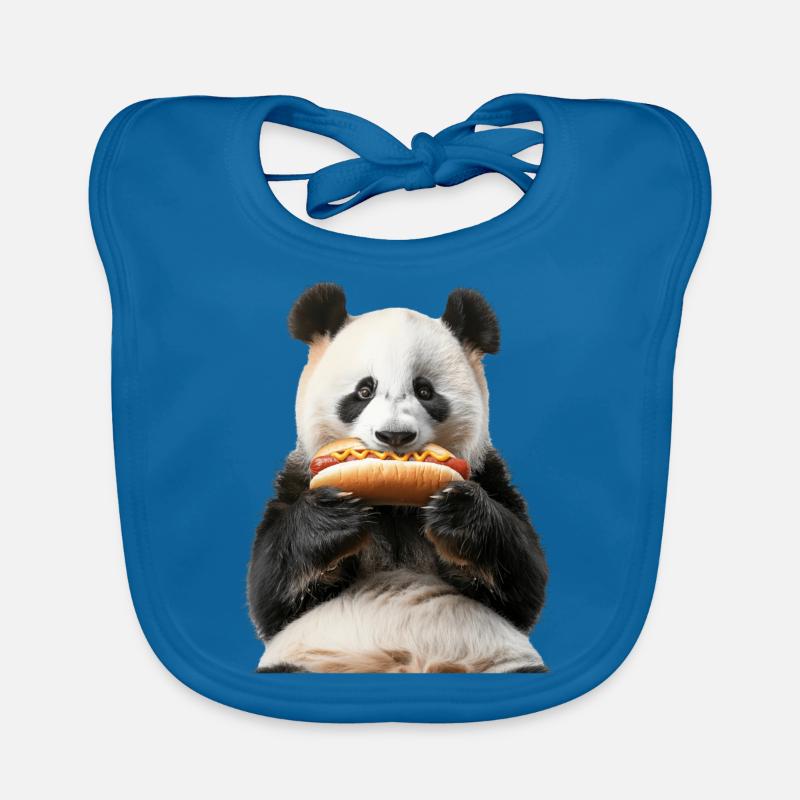 Panda - Bavoir bio Bébé - bleu paon