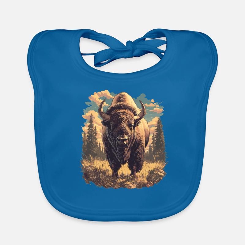 Bisons Bison - Bavoir bio Bébé - bleu paon