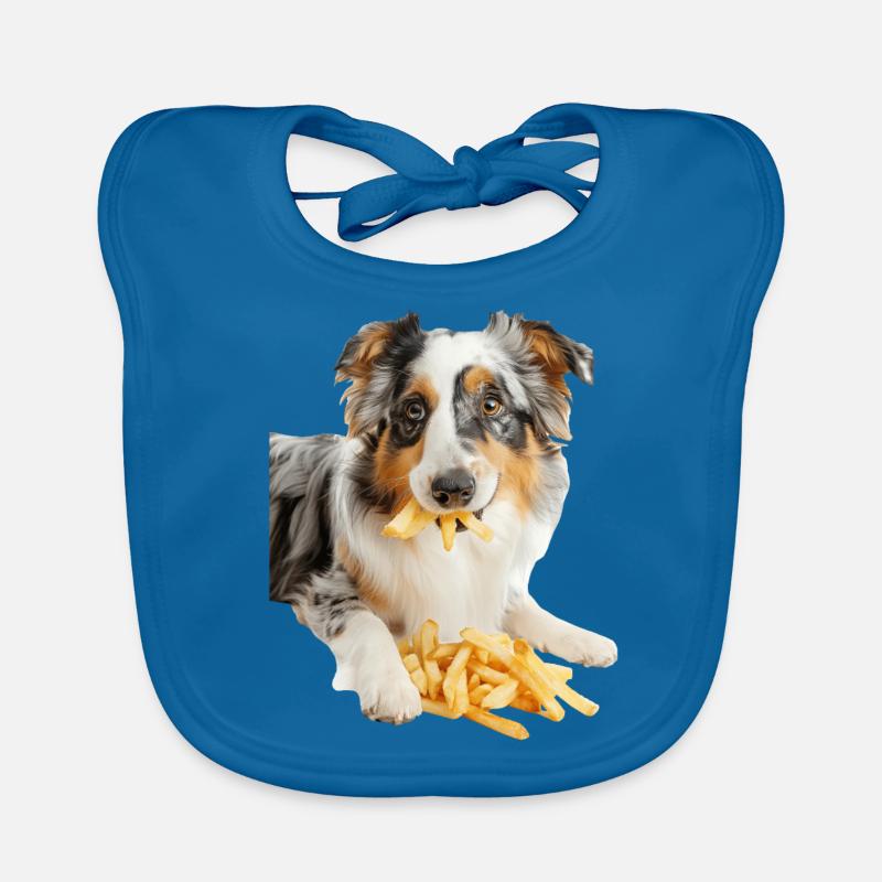 Berger australien - Bavoir bio Bébé - bleu paon