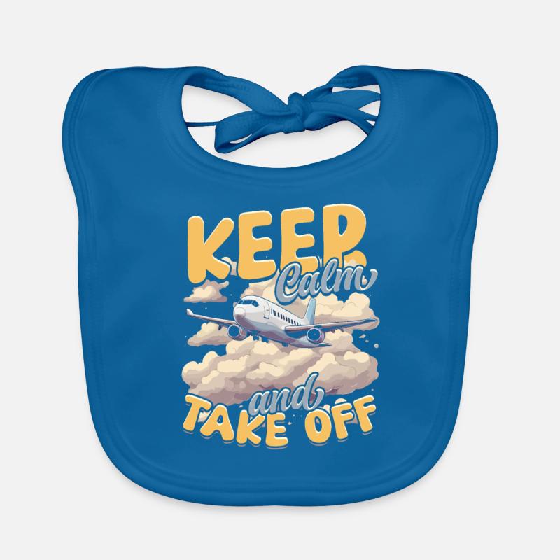 First Flight Airplane Flight Keep Calm And Take Off Organic Baby Bibs