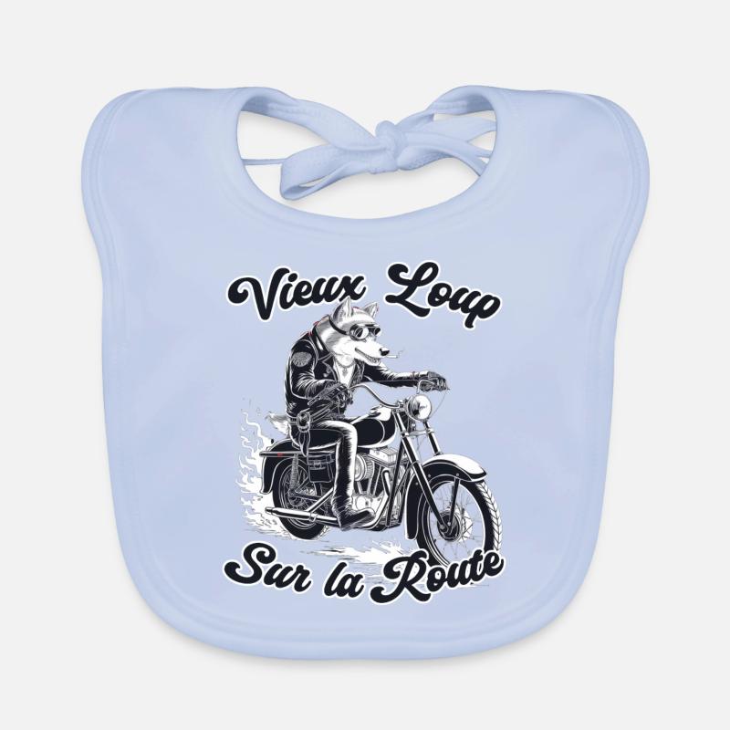 Alter Wolf Biker Auf Der Straße - Biker Baby Bio-Lätzchen