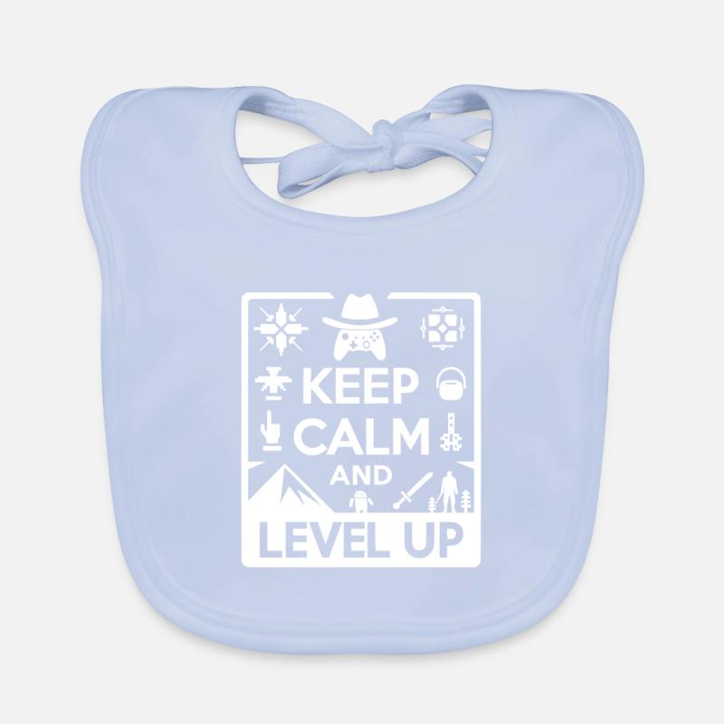 Keep Calm and Level Up Organic Baby Bibs