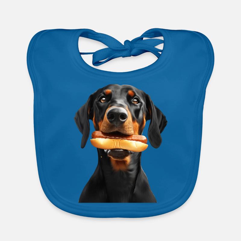 Dobermann - Baby Bio-Lätzchen - Pfauenblau