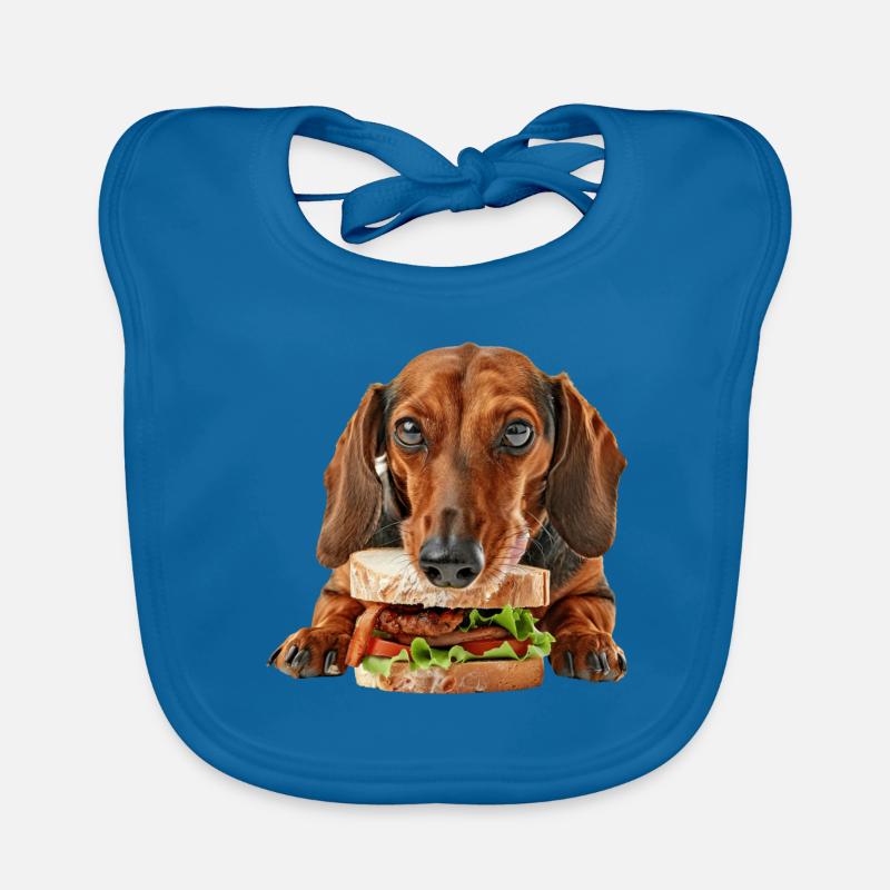 Dackel - Baby Bio-Lätzchen - Pfauenblau