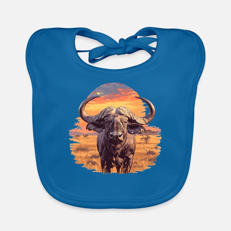 Buffalos Buffalo Büffel - Baby Bio-Lätzchen - Pfauenblau