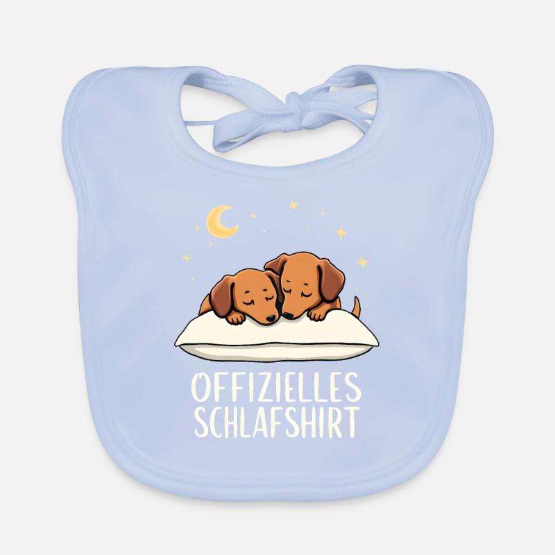 Official Sleeping Shirt Dachshund Pair Organic Baby Bibs