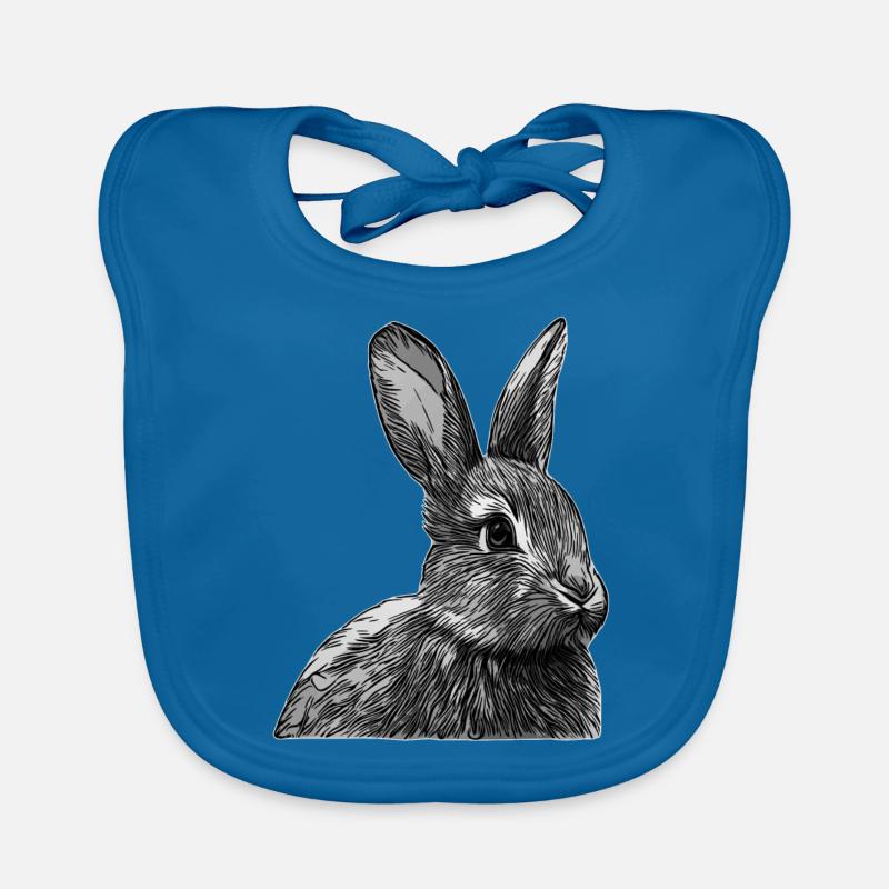 Graphique de conception d’animaux de visage de lapin gris Bavoir bio Bébé