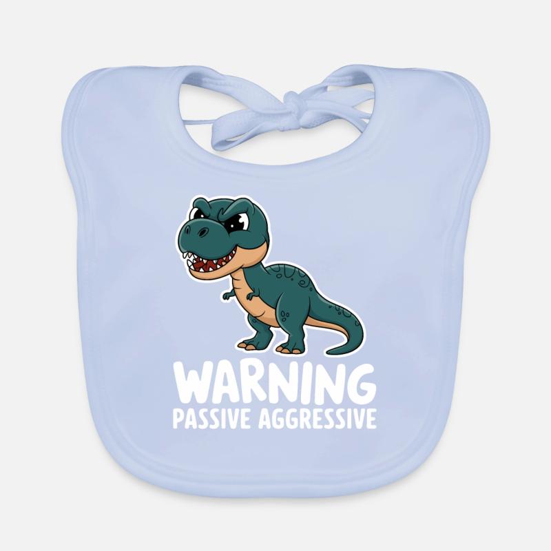 Warning Passive Aggressive Dino Humor Organic Baby Bibs
