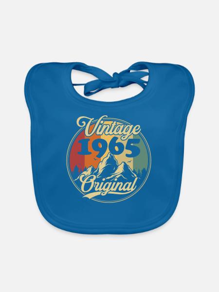 Vintage 1965 Original, Geburtstagsgeschenk - Baby Bio-Lätzchen - Pfauenblau - Vorne