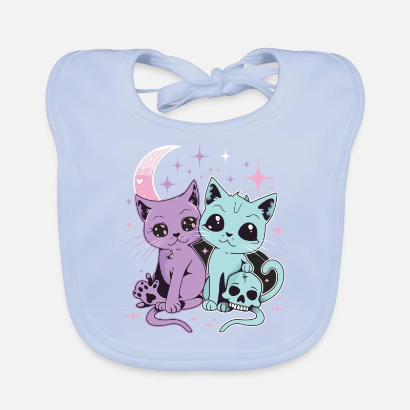 Kawaii Cat Pastel Goth Devilish Organic Baby Bibs