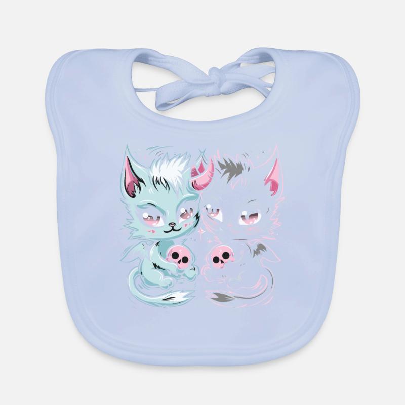 Kawaii Cat Pastel Goth Devilish Organic Baby Bibs