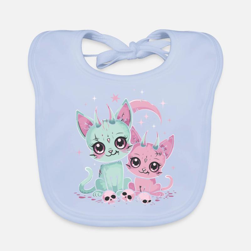 Kawaii Cat Pastel Goth Devilish Organic Baby Bibs