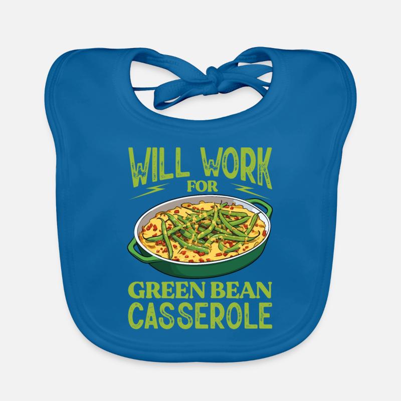 Will Work For Green Bean Casserole Thanksgiving Baby Bio-Lätzchen