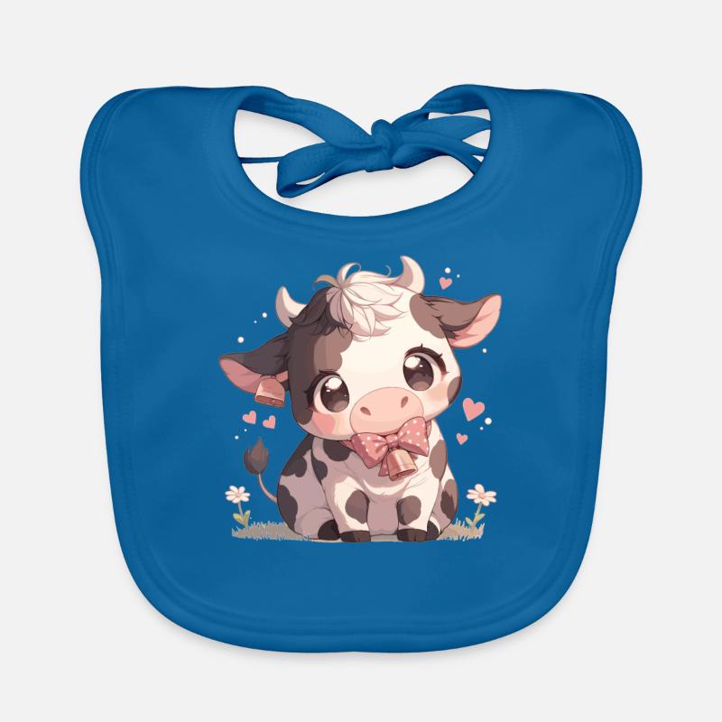 Vaches Vache - Bavoir bio Bébé - bleu paon