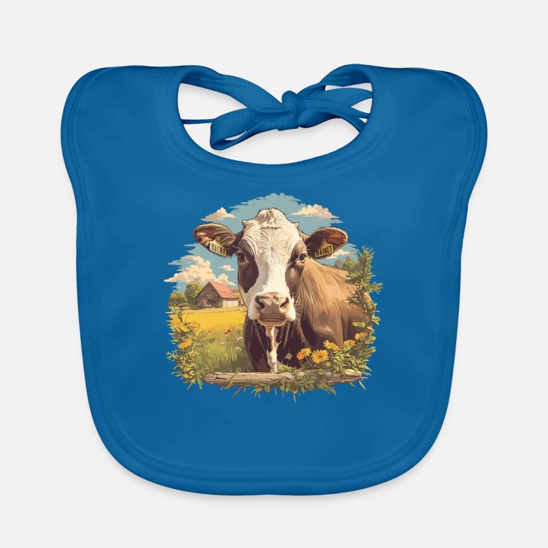 Vaches Vache - Bavoir bio Bébé - bleu paon
