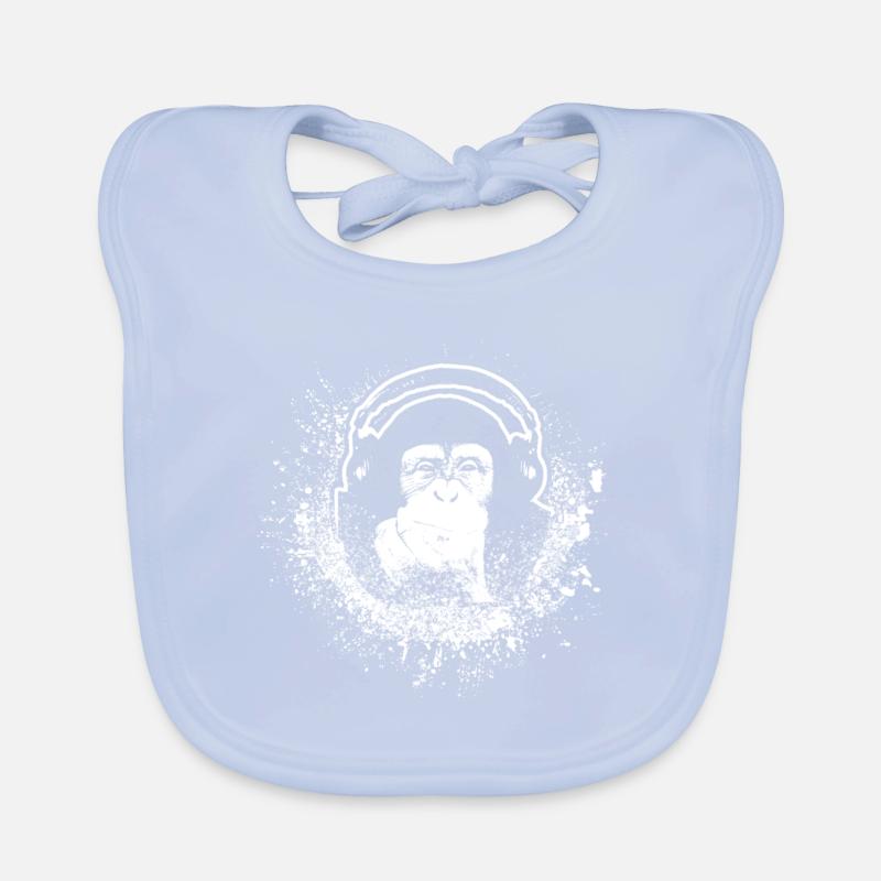 Monkey With Headphone Organic Baby Bibs