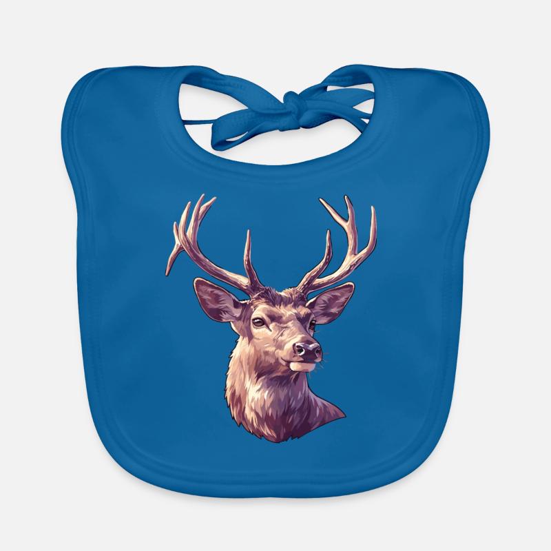 Hirsche Hirsch - Baby Bio-Lätzchen - Pfauenblau