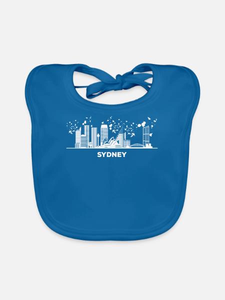 Sydneysiders Skyline Stadtbild Sydney - Baby Bio-Lätzchen - Pfauenblau
