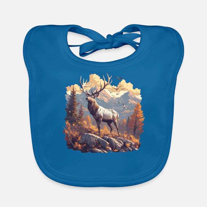 Hirsche Hirsch - Baby Bio-Lätzchen - Pfauenblau
