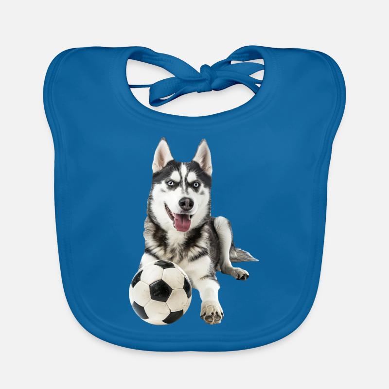 Husky sibérien - Bavoir bio Bébé - bleu paon