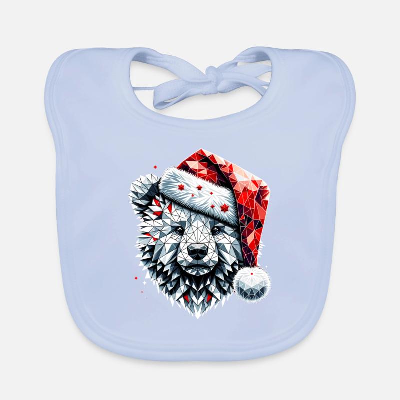 Polygon Kunst Eisbär Weihnachtsmütze Original Baby Bio-Lätzchen