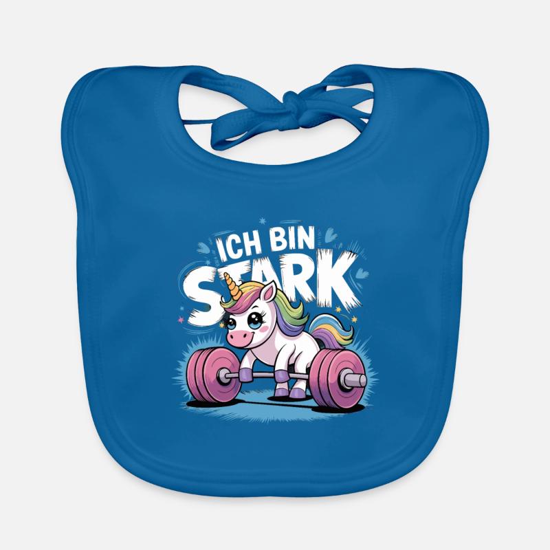 Einhorn Unicorn Ich Bin So Stark Baby Bio-Lätzchen