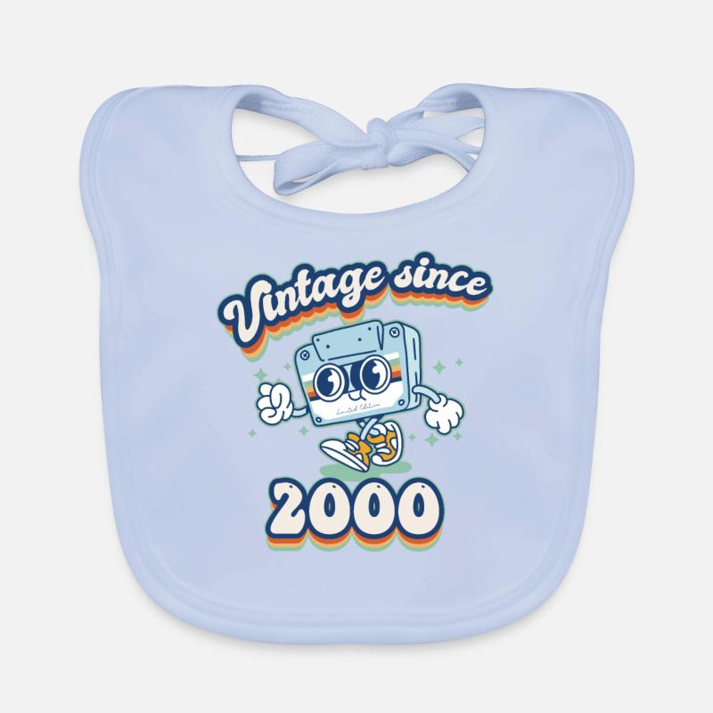 Vintage Since 2000 Classic 25th Birthday Retro Organic Baby Bibs
