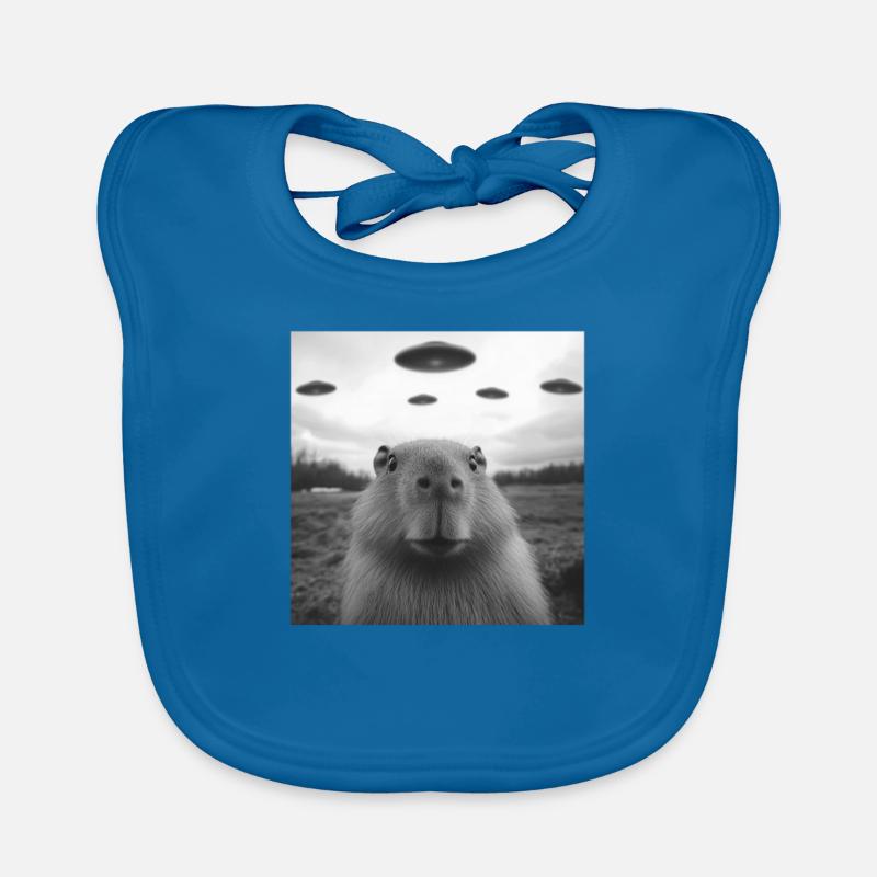 Selfie de capybara avec des OVNIS, Impression étrange Bavoir bio Bébé