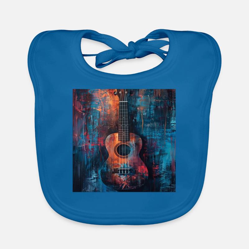 Ukulele - Baby Bio-Lätzchen - Pfauenblau