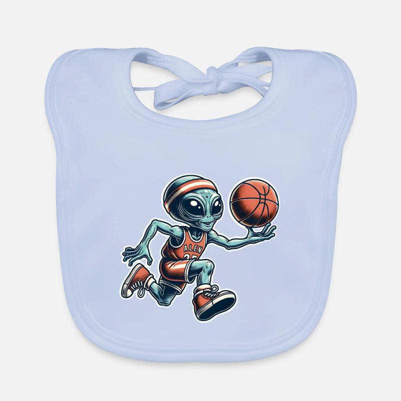 Alien Basketball Dunking Baby Bio-Lätzchen