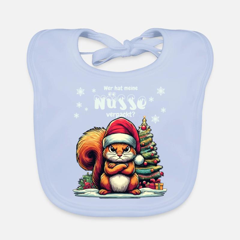 Niedliches Eichhörnchen sucht Nüsse Weihnachtsbaum Baby Bio-Lätzchen