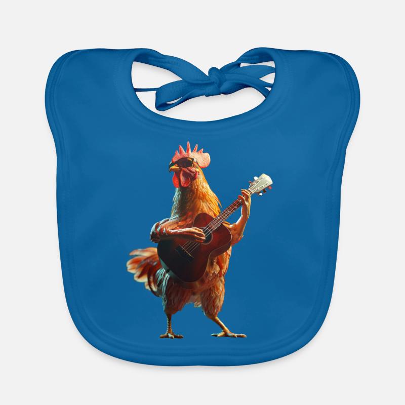 Rooster Ukulele Organic Baby Bibs