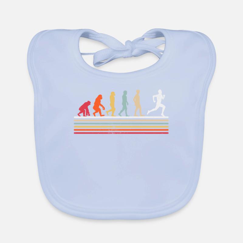Laufen Evolution Retro Läufer Marathonläufer Lustig Baby Bio-Lätzchen